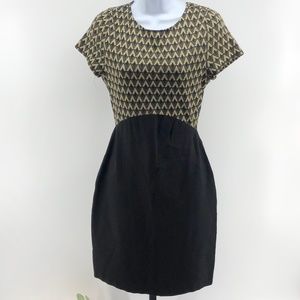 Bar III Black Gold Dress Metallic Stretch Dress